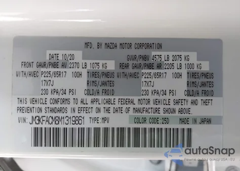 2021 Mazda Cx-5 Touring from USA, damaged, VIN JM3KFACM8M1319861